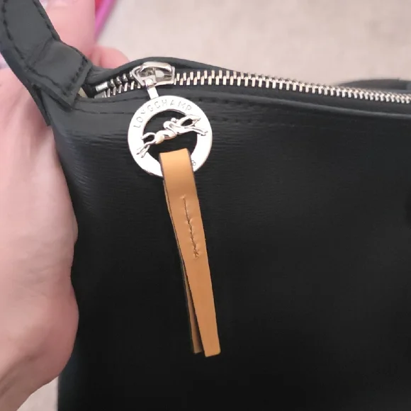 NWOT Longchamp le pliage city zip up tote bag large BLACK Coated Canvas - Picture 5 of 13